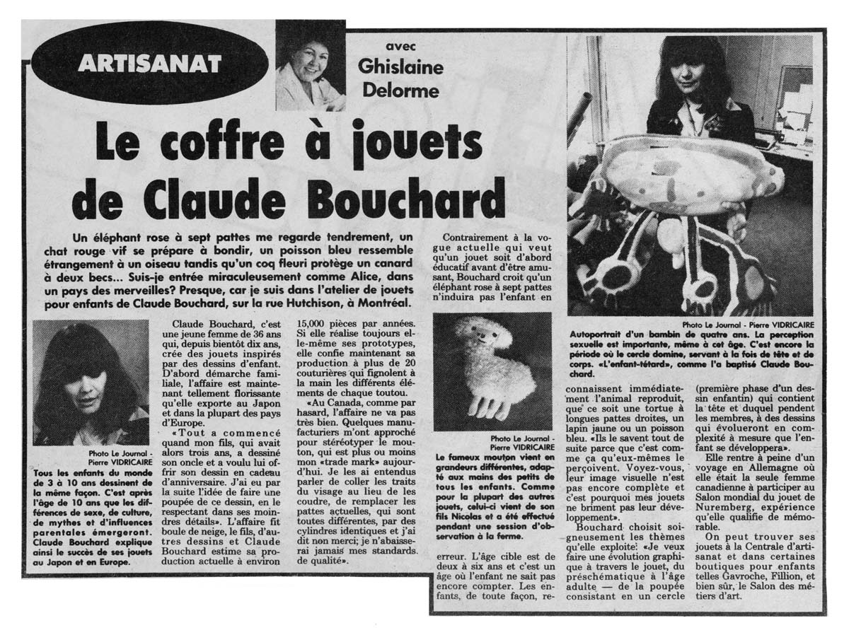 1982 Le Journal de Montréal, Le coffre à jouets de Claude Bouchard, Ghislaine Delorme