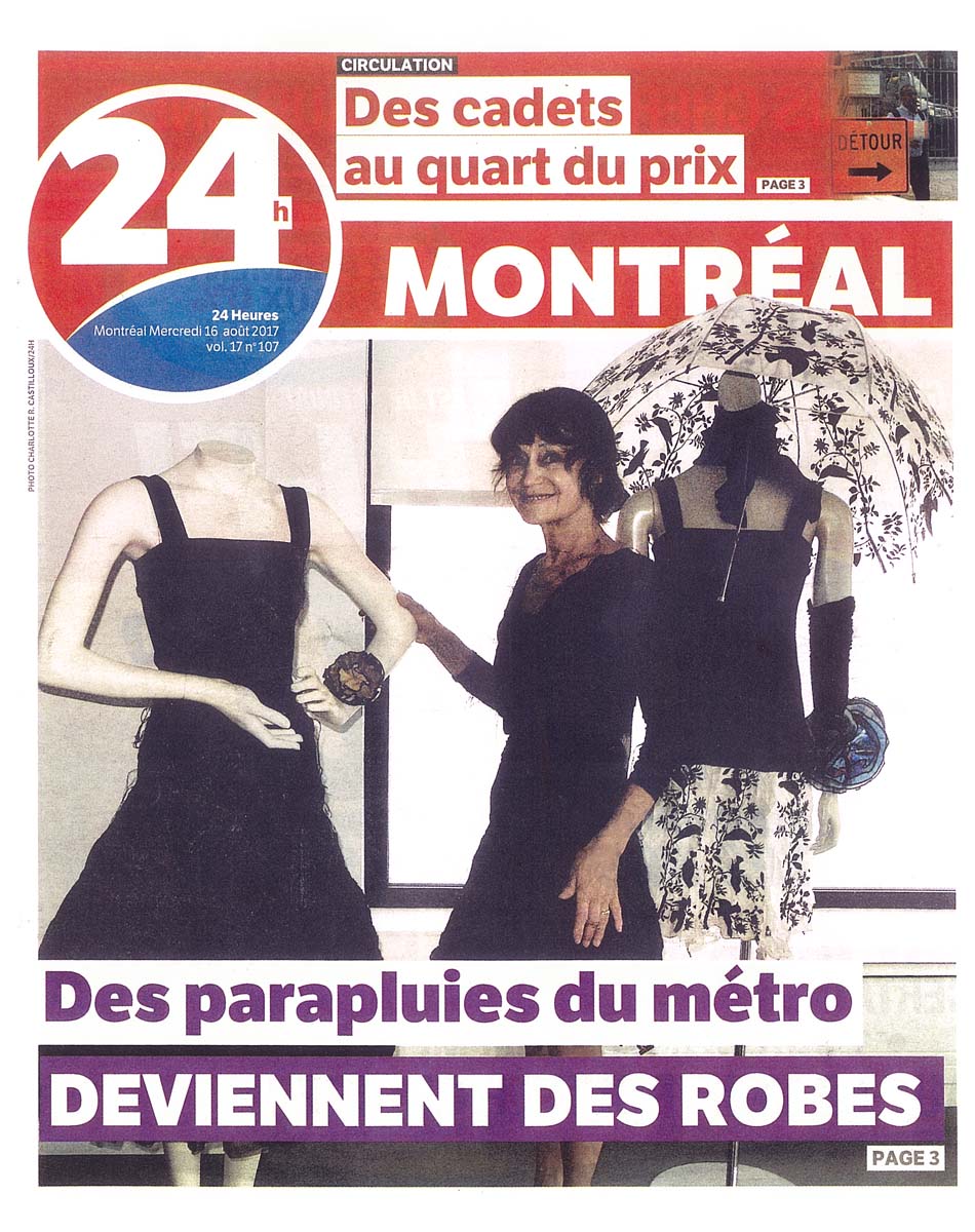2017 Journal 24 H, « Elle transforme les parapluies en robe » Charlotte R. Castilloux