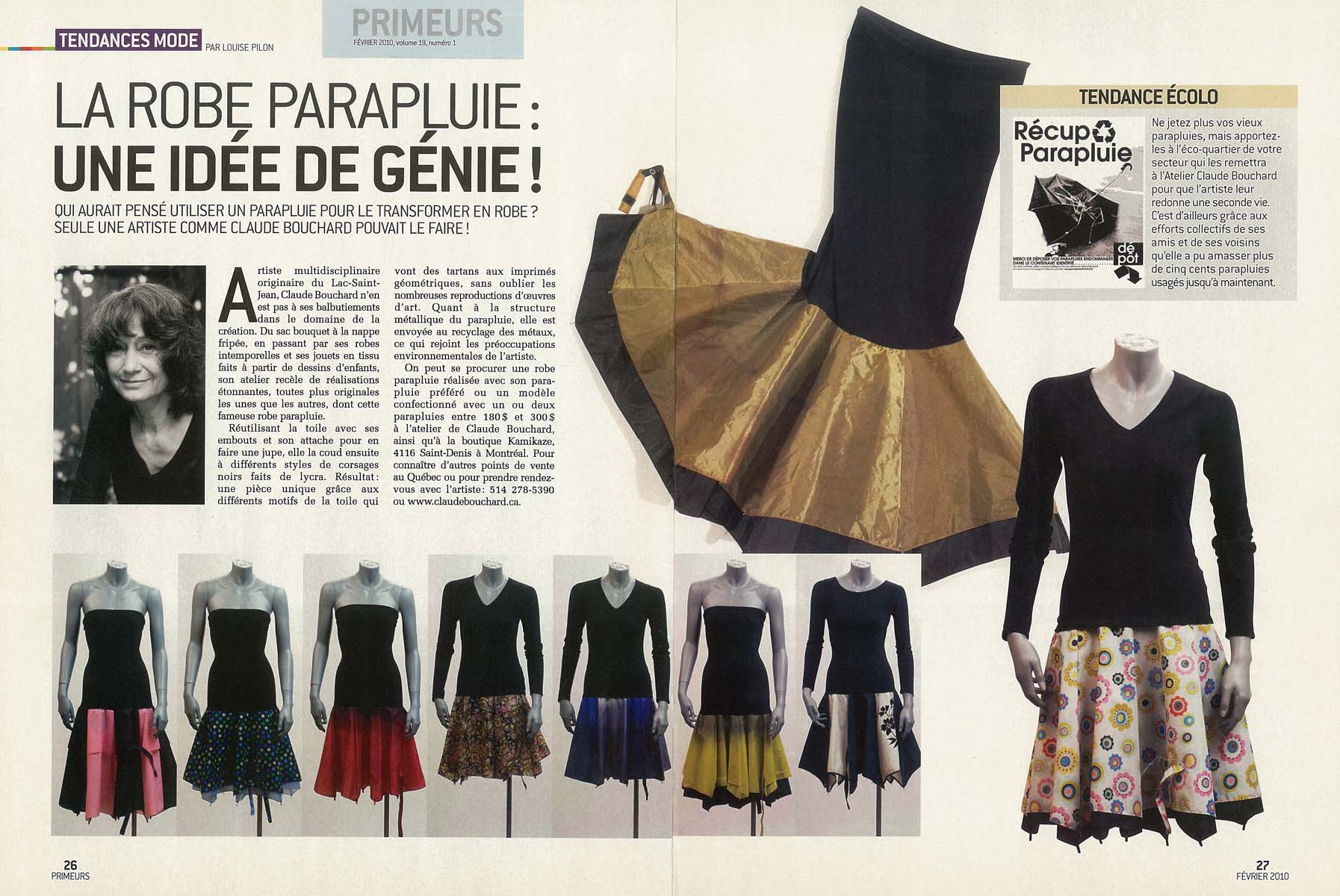 2010 PRIMEURS; vol. 19, « LA ROBE PARAPLUIE: Une idée de génie » Louise Pilon